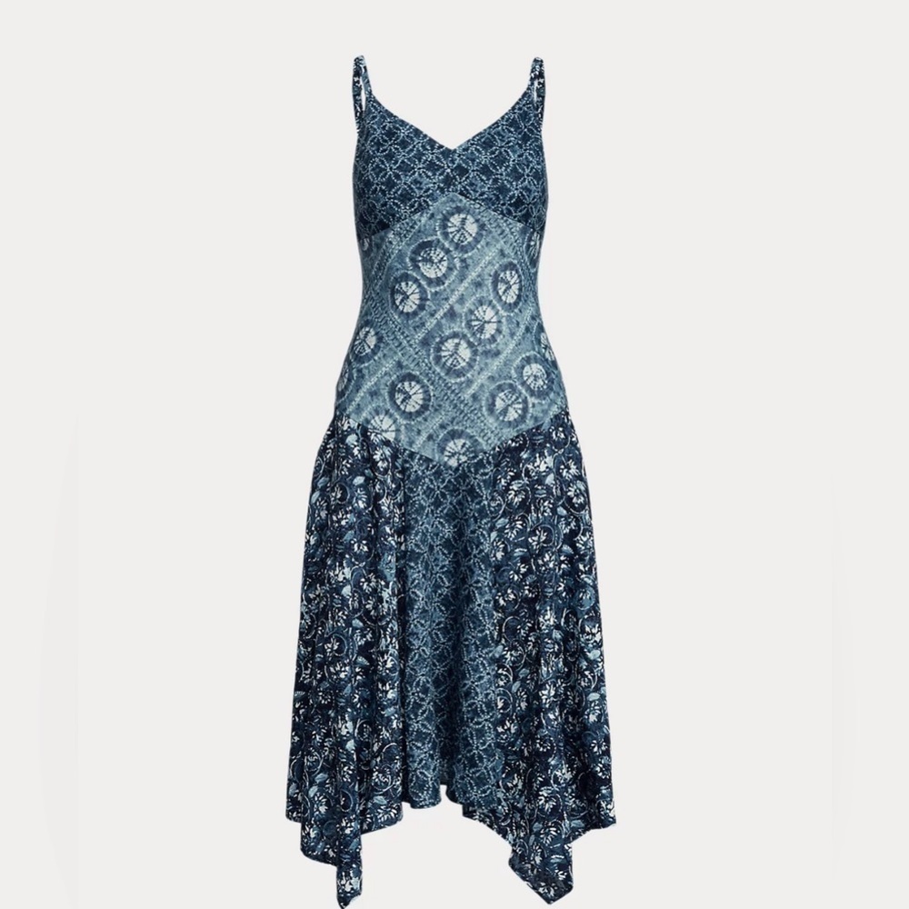 Lauren Ralph Lauren Patchwork-Print Linen Sleeveless Dress